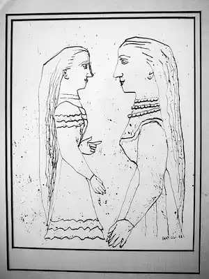 Massimo Campigli - Twee vriendinnen -litho 1952- vendu pour 40€ !