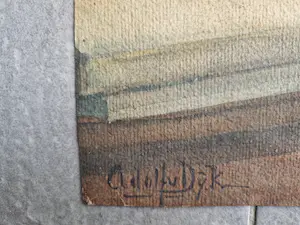 Adolf van Dijk - Grote aquarel - circa 1920 - stilleven met bloemkool, makreel - gesigneerd kopen? Bied vanaf 1!