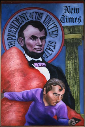 Jan Bollaert - Gemengde techniek op Board, New Times - Ingelijst kopen? Bied vanaf 50!