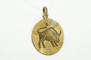 66 - 14 karaats geelgouden vintage zodiac hanger met afbeelding Stier kopen? Bied vanaf 80!