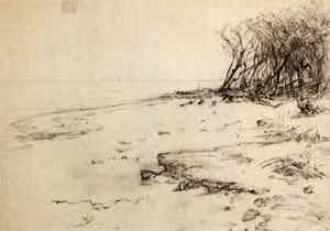 Frederika Broeksmit - Tekening en ets : Zuiderzee strand verkocht voor € 99!