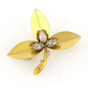14k geel gouden broche bezet met roos geslepen diamant tot. 0.75ct - G/H - SI kaufen? Bieten Sie von 660!