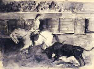 Jan Groenestein - C4575-7, Stierenvechten verkocht voor € 150!