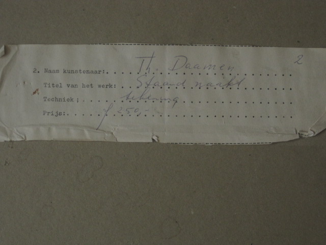 Theo Daamen - Fraai klassiek getekend vrouwelijk naakt van Theo Daamen - in nette lijst kopen? Bied vanaf 1!