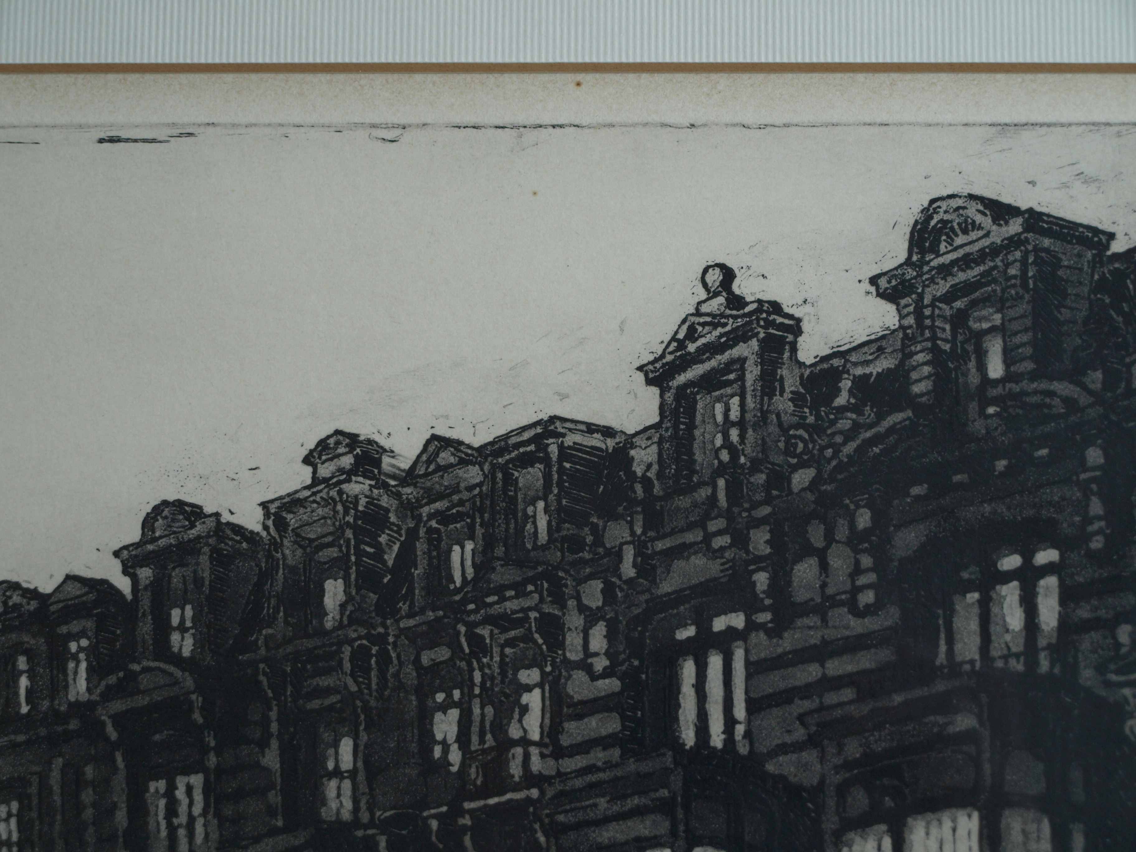 Frans Kohler - Ets , Straatje naar zee in Oostende – gesigneerd & ingelijst – ca 1970 kopen? Bied vanaf 25!