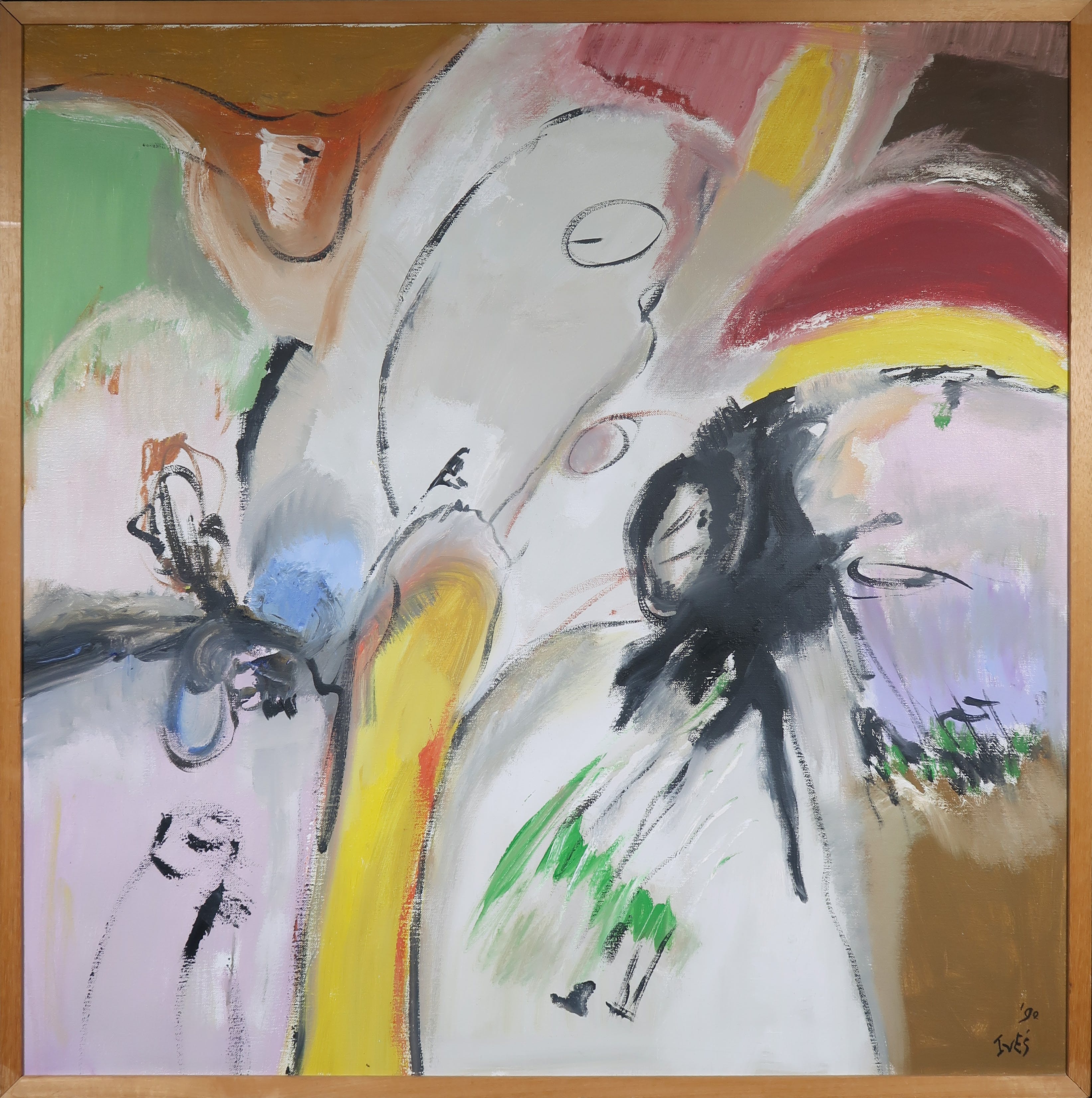 Iet van Es - Olieverf op doek, Zonder titel - Ingelijst verkocht voor € 200!