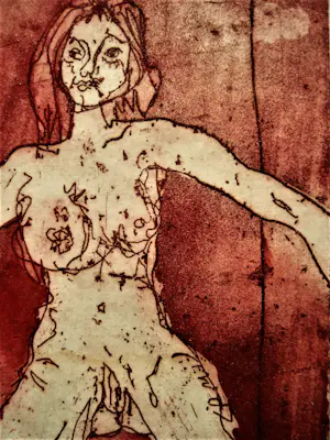 Elly Booy - Expliciete expressionistische handgekleurde en kleine oplage ETS "Aftrekpostje" kopen? Bied vanaf 24!