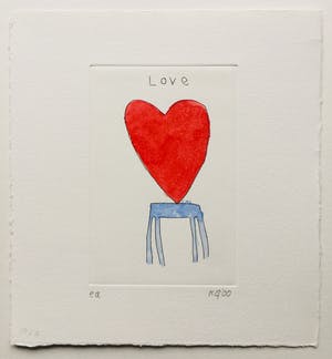 Klaas Gubbels - ets met aquarel ingekleurd ‘Love’ - 2000 kopen? Bied vanaf 225!