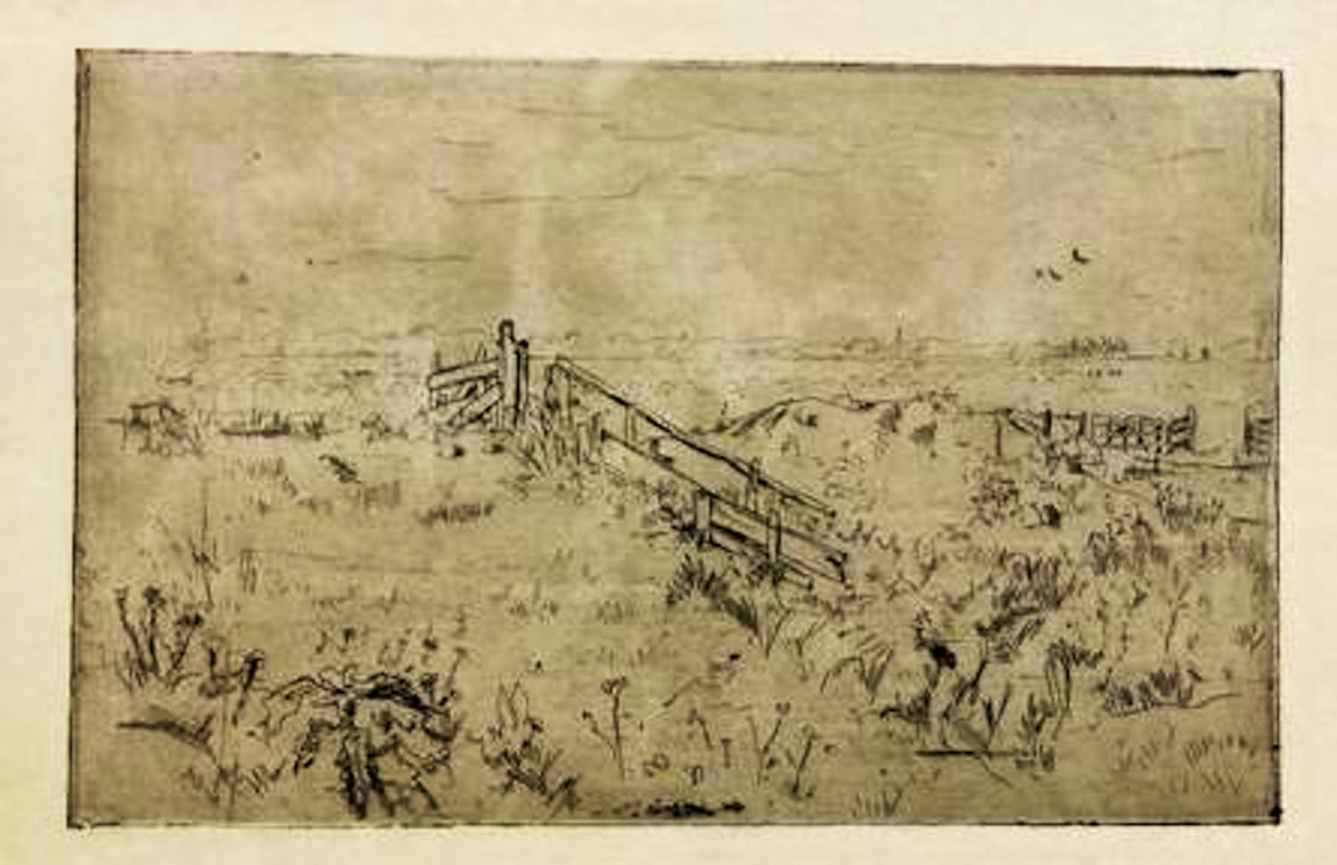 Antoon Derkzen van Angeren - Hekken op een dijk verkocht voor € 45!