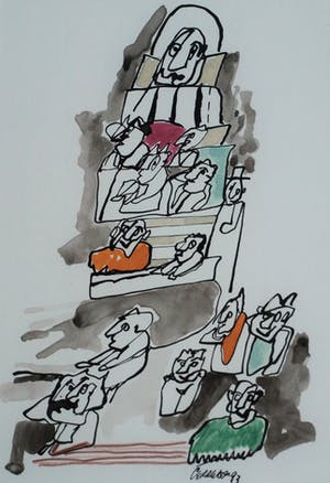 Niet of onleesbaar gesigneerd - Aquarel , “Wedding Day Blues“ – gesigneerd & ingelijst - 1993 kopen? Bied vanaf 1!