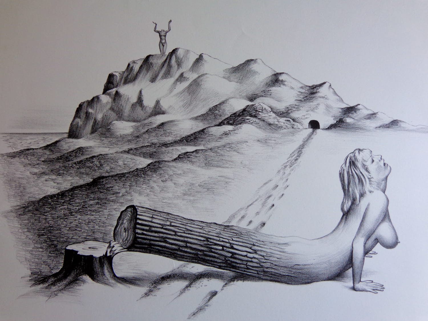 Joop Moesman - NAAKT SURREALISME / ZW-W LITHO / 51x66cm / SIG / 1973 / PRENT190 kopen? Bied vanaf 25!