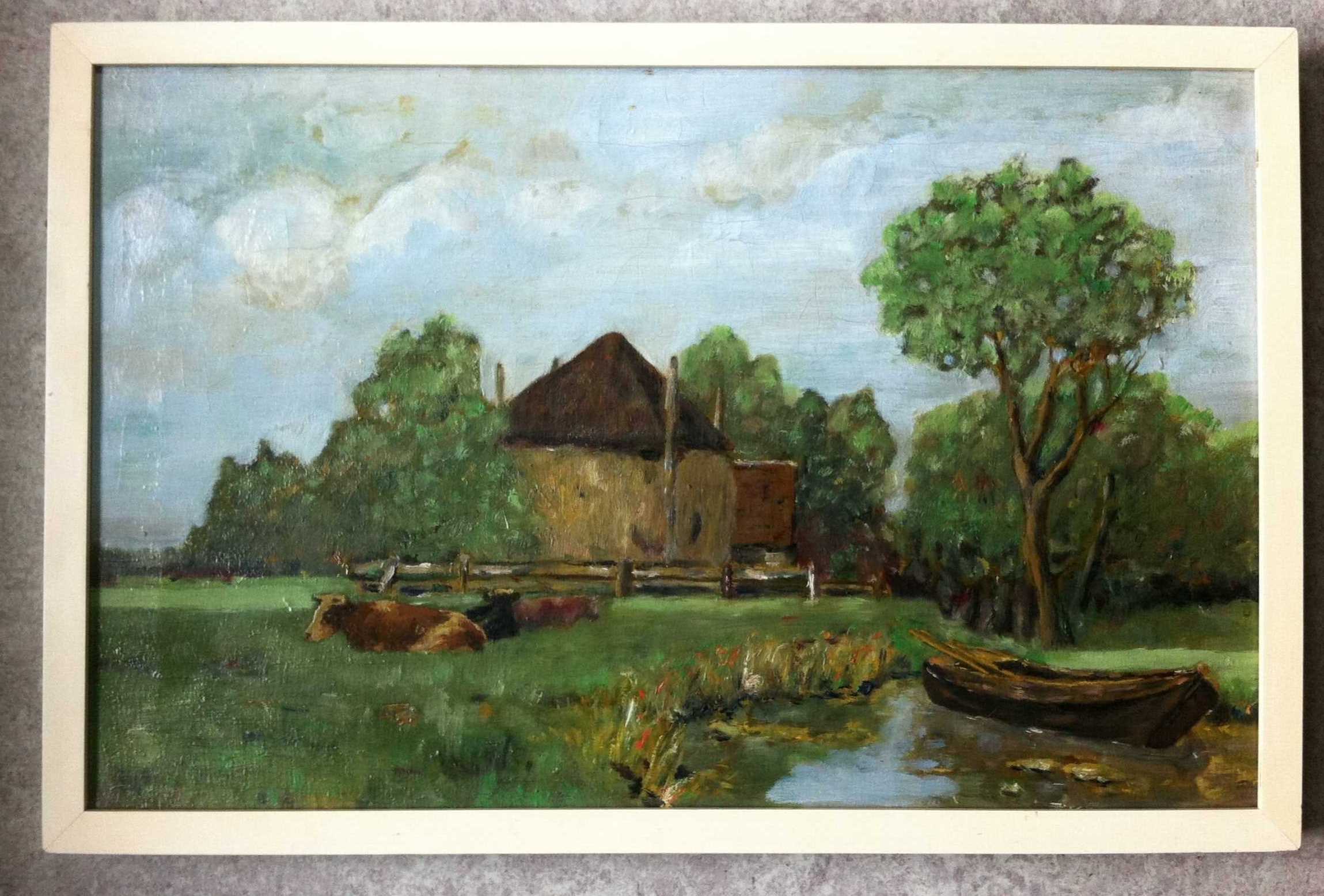 Niet of onleesbaar gesigneerd - Rustende koeien in landschap kopen? Bied vanaf 1!