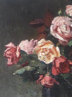 George Pletser - Bloemstilleven met rozen in vaas. kopen? Bied vanaf 325!
