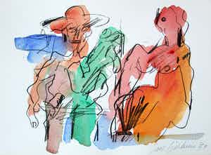 Jan Sierhuis - hand geaquarelleerde litho - 1974 verkocht voor € 55!