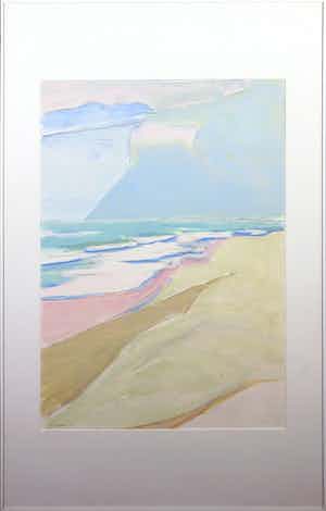 Paul Overhaus - Gemengde techniek, Zeeuws strand ll - Ingelijst verkocht voor € 50!