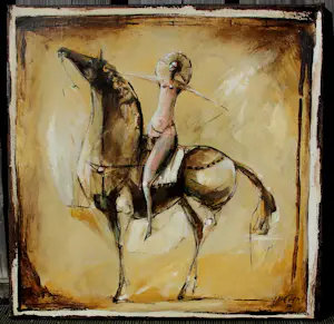 Evert van Hemert - Olieverf op doek: Naakte dame op paard - 1991 kopen? Bied vanaf 495!