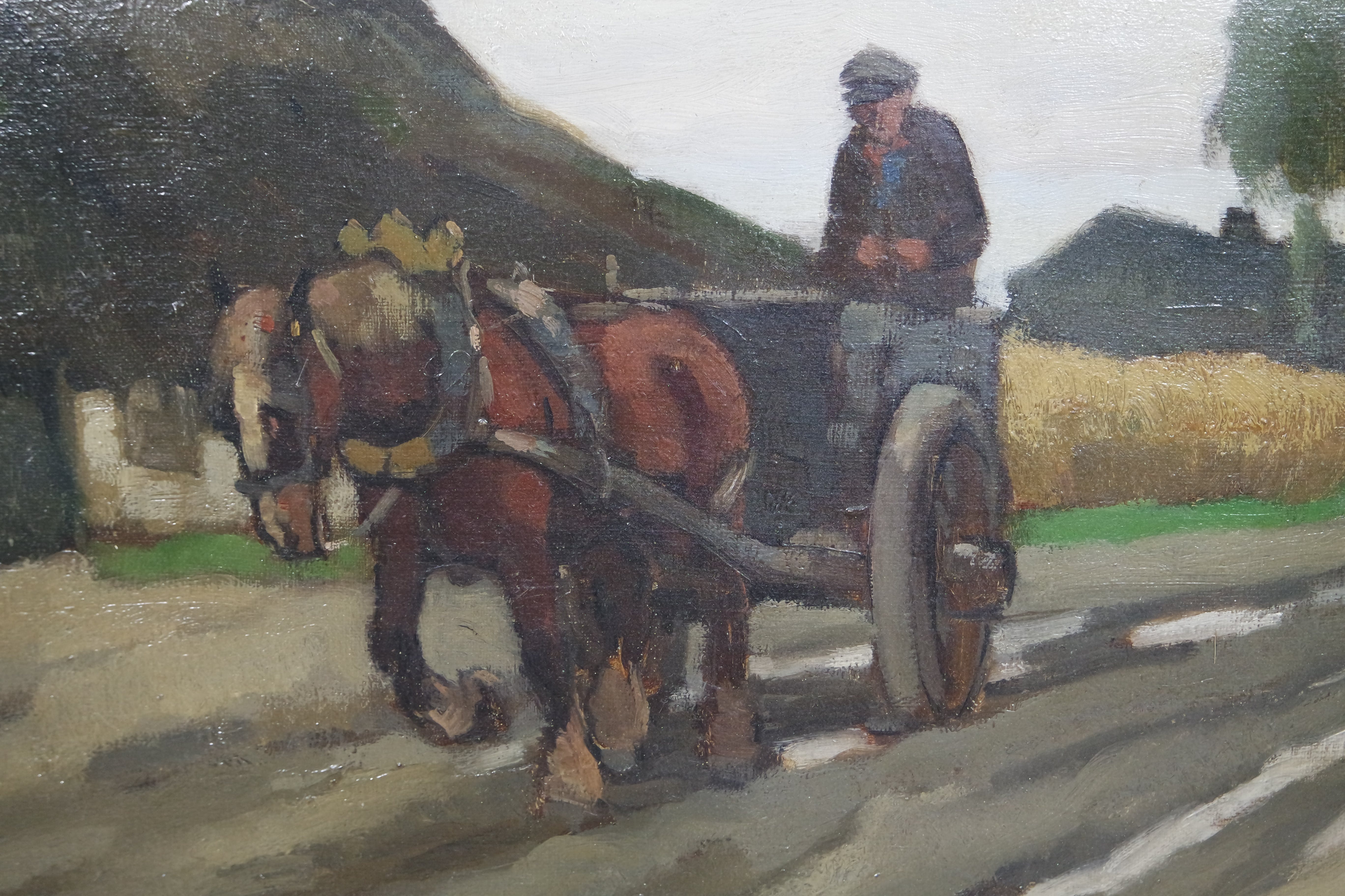 Cor Noltee - olieverf op doek - boerderij en boer met paard en wagen kopen? Bied vanaf 725!