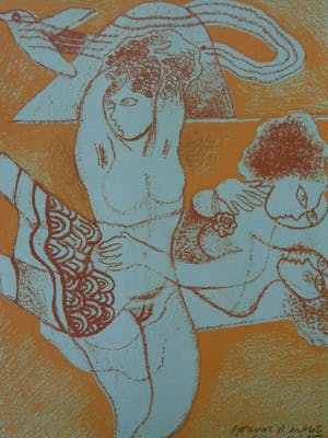 Corneille - TWEE NAAKTE VROUWEN / KLEURLITHO / 38x28cm / SIG / 1985 kopen? Bied vanaf 120!