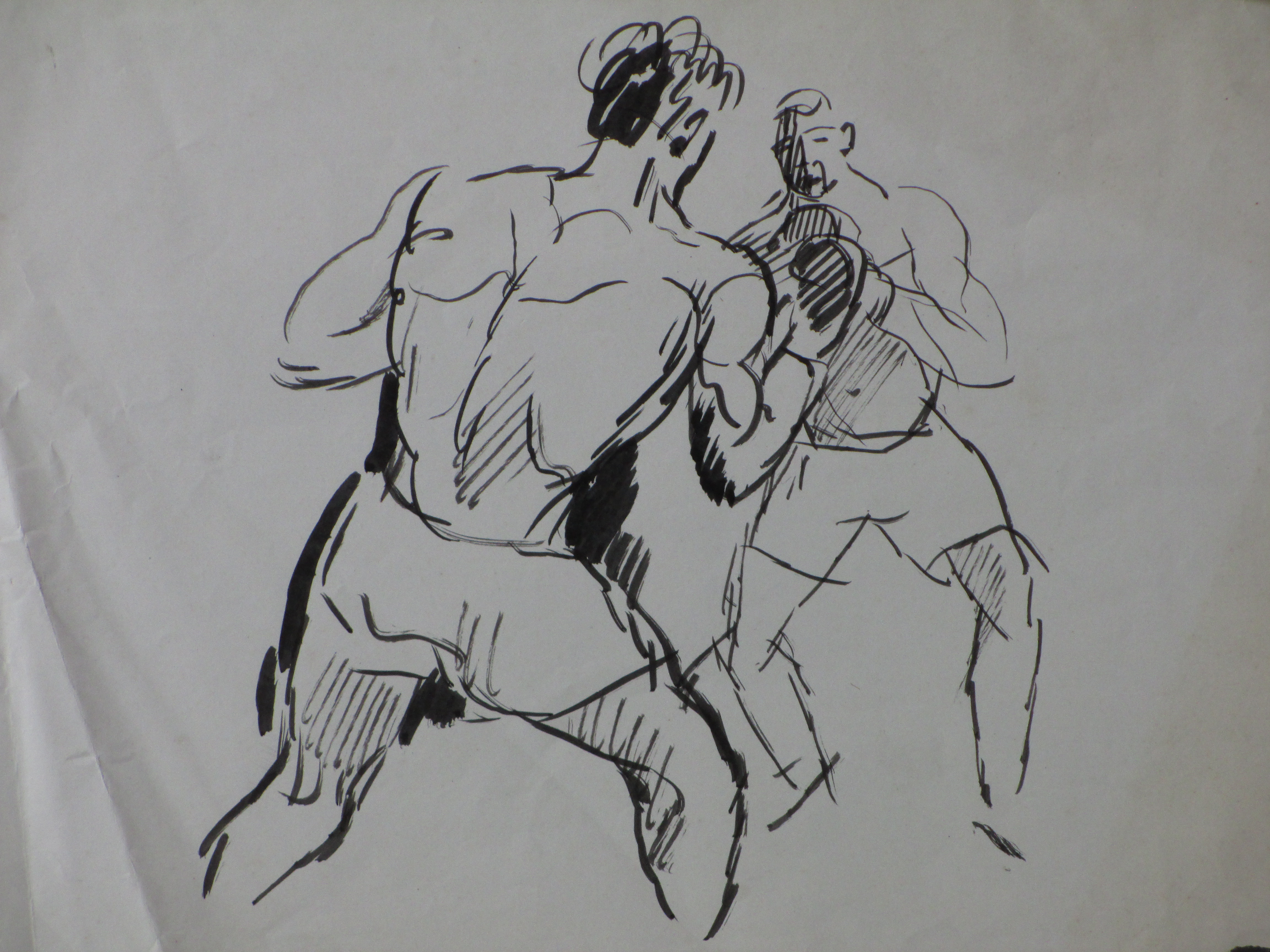 Herman Bieling - Boksgevecht - Penseeltekening kopen? Bied vanaf 1!