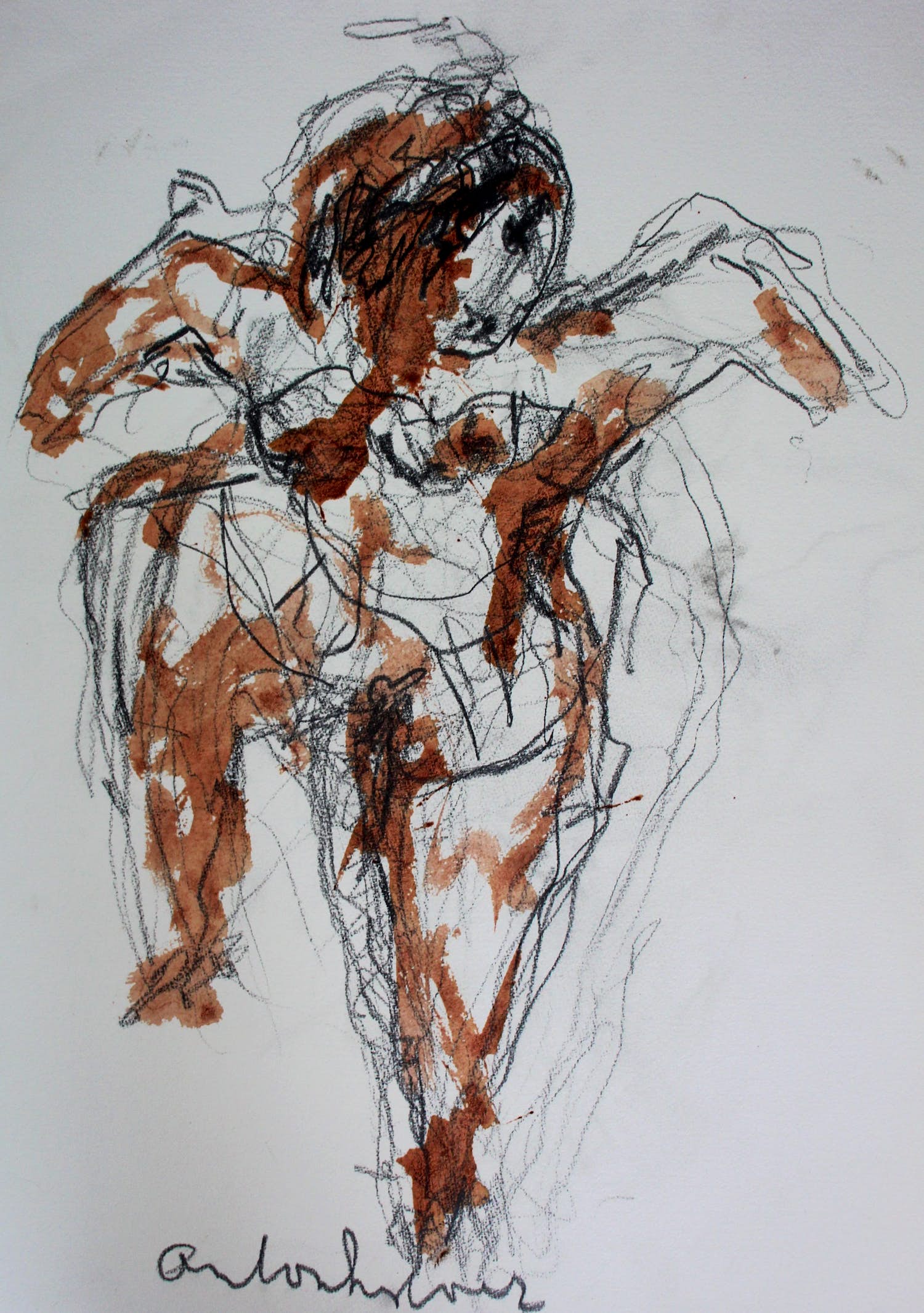 Anton Heyboer - Gemengde techniek op papier: danseres verkocht voor € 250!