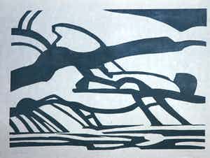 Paul Overhaus - Houtsnede op Japans papier, Zee no. 50 - 78 verkocht voor € 1!