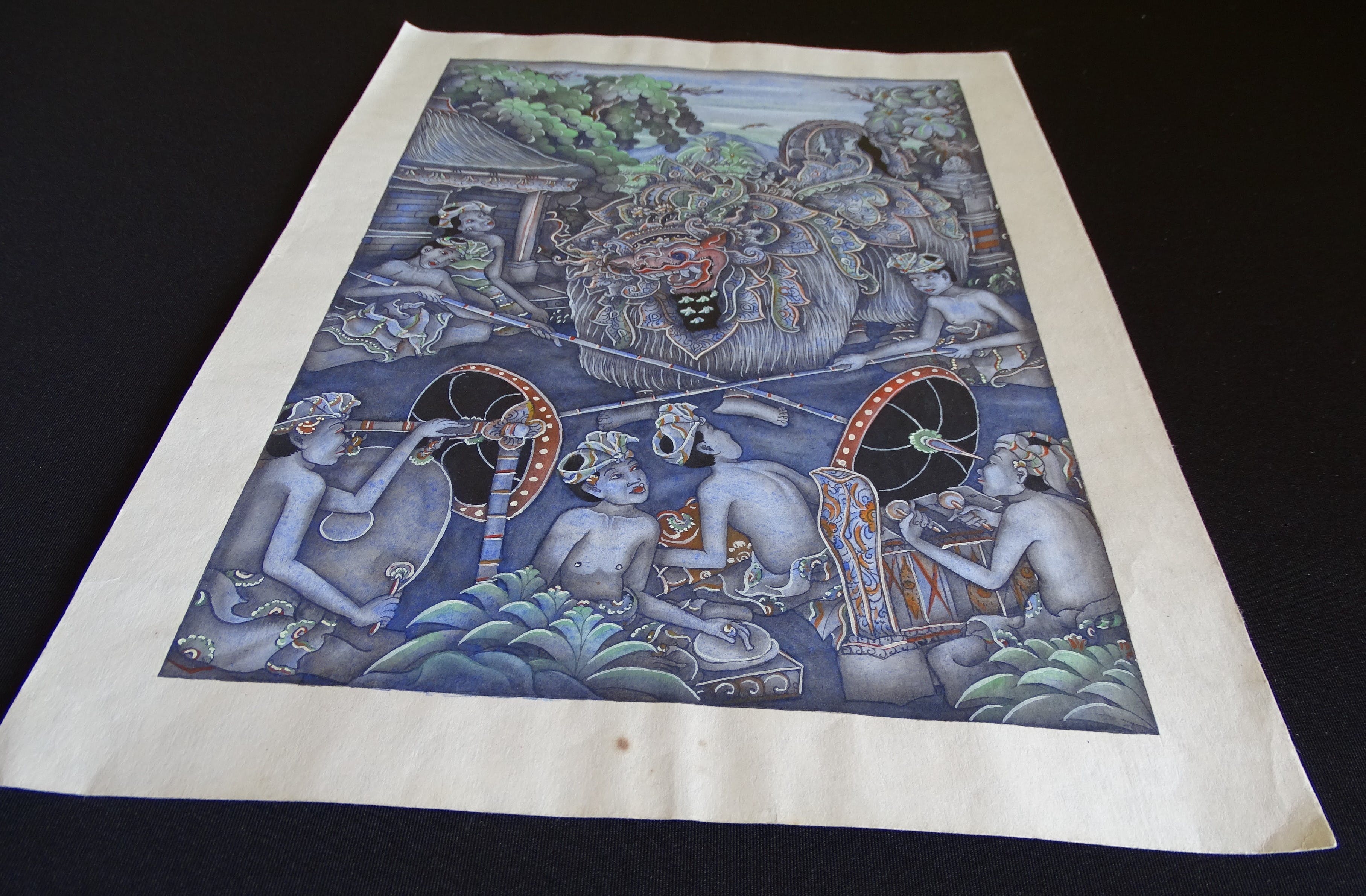 Niet of onleesbaar gesigneerd - Balinees gouache, Drakendans kopen? Bied vanaf 1!