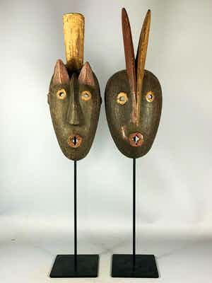 Dogon - 201103 - Old African couple Dogon Masks - Mali verkocht voor € 195!