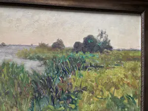 Henk Leurs - Hollands polderlandschap met bootje aan de horizon kopen? Bied vanaf 175!