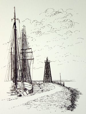 Frans Room - Lot van 15 originele tekeningen - Bakens en boeien Noord-Holland en IJsselmeer kopen? Bied vanaf 150!