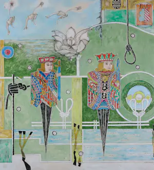 Sophie Mellema - Acryl en inkt op paneel, Tweeluik: Game of Thrones - Ingelijst (Zeer Groot) kopen? Bied vanaf 100!