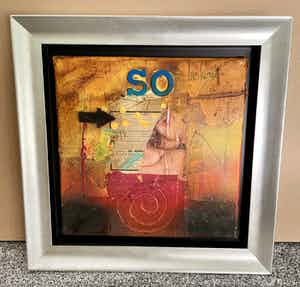 Theo Koster - Collage op doek - So - Ingelijst verkocht voor € 35!