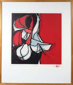 Fon Klement - Boardsnede, Fuchsia - Ingelijst verkocht voor € 100!