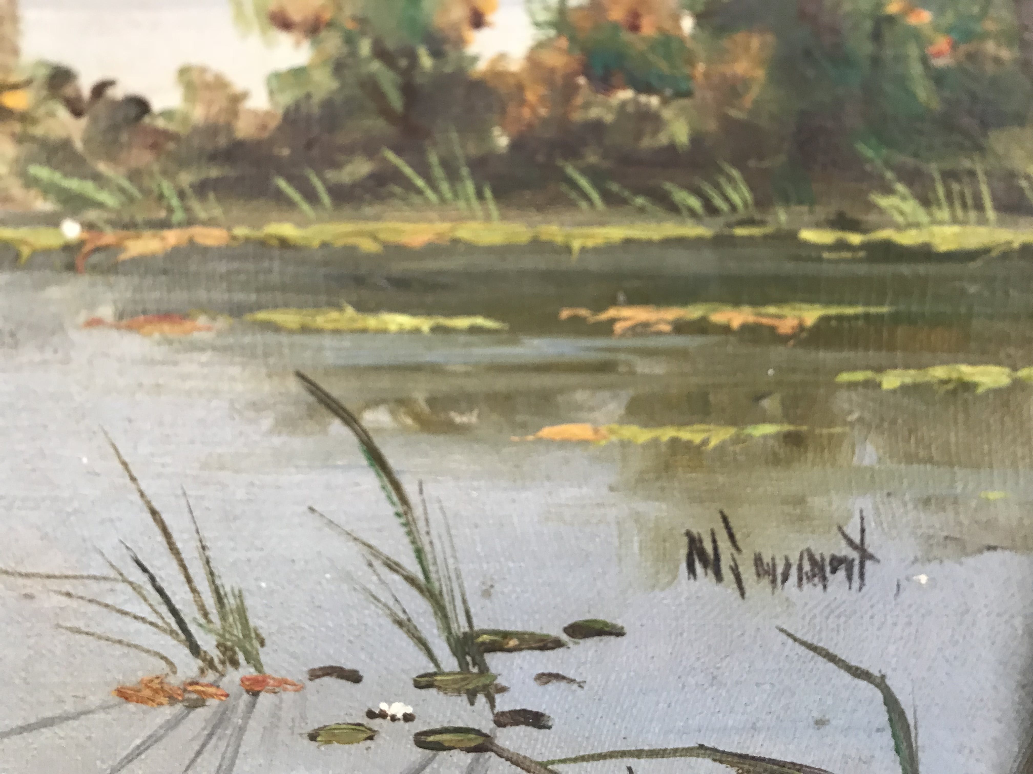 Niet of onleesbaar gesigneerd - plasgezicht met zeilbootjes en waterlelies kopen? Bied vanaf 1!
