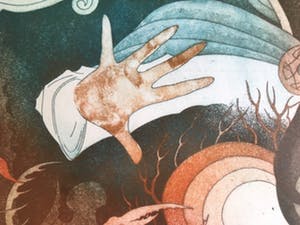 Peter Jansen - Vrouw met schorpioen - kleuren ets, gesigneerd kopen? Bied vanaf 29!