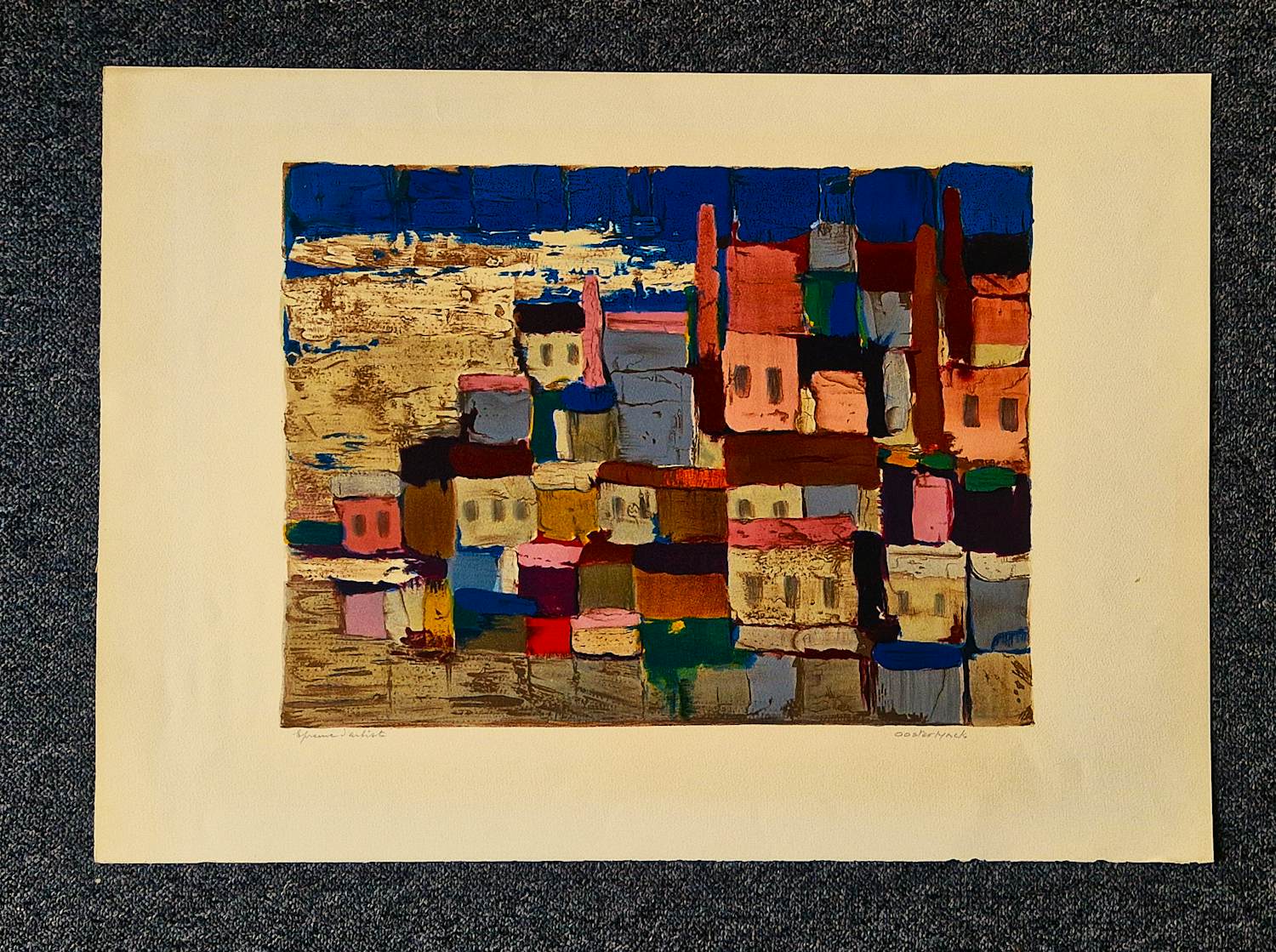 Jean Oosterlynck - Grote 1976 - Epreuve d'Artiste kleuren-lithografie "Méditerranée" gesigneerd kopen? Bied vanaf 41!