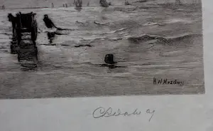 C.L. Dake - ets: strandgezicht Scheveningen - naar H.W. Mesdag - 1872 kopen? Bied vanaf 69!