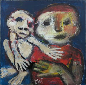 Martin van Wordragen - Olieverf op doek, Jongen met aap - Ingelijst kopen? Bied vanaf 200!