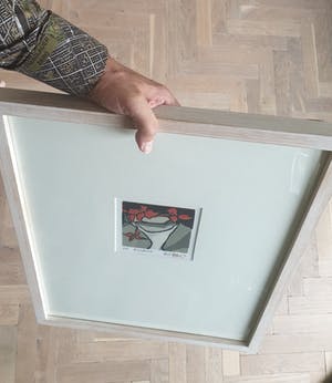 Fon Klement - Les Fleurs - Linosnede - 1992 - ingelijst - 53 x 43 cm - EA kopen? Bied vanaf 75!