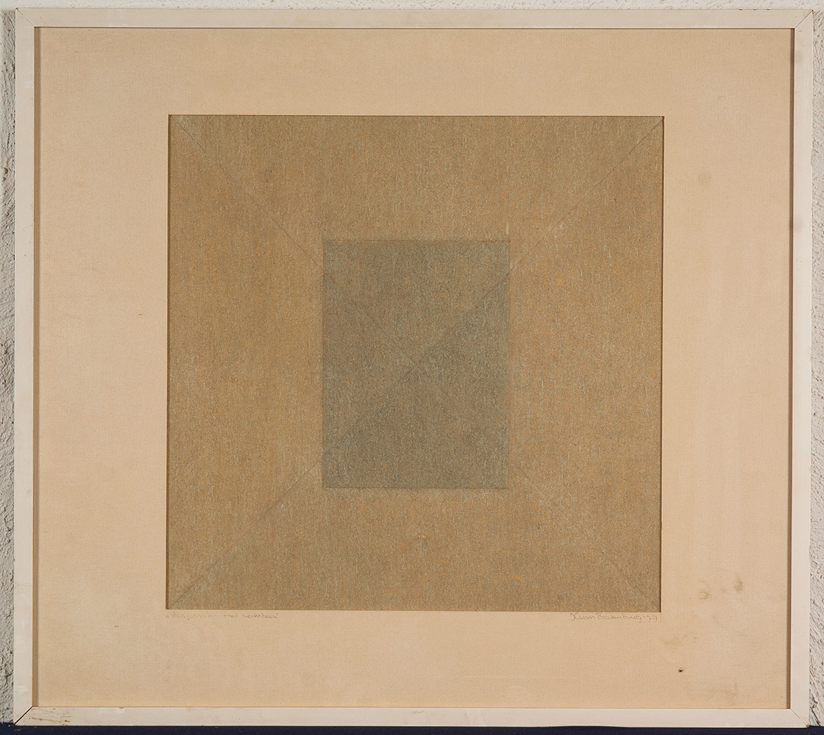 Annet van Batenburg - Diagonalen met rechthoek - Potlood en pastelkrijt op bruin papier - 1979 kopen? Bied vanaf 10!
