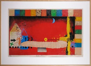 Theo Koster - Zeefdruk en collage, Blue moon - Ingelijst (Groot) kopen? Bied vanaf 50!