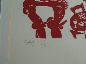 Eddy Varekamp - Sjabloondruk, “Aan tafel” - gesigneerd & ingelijst kopen? Bied vanaf 1!