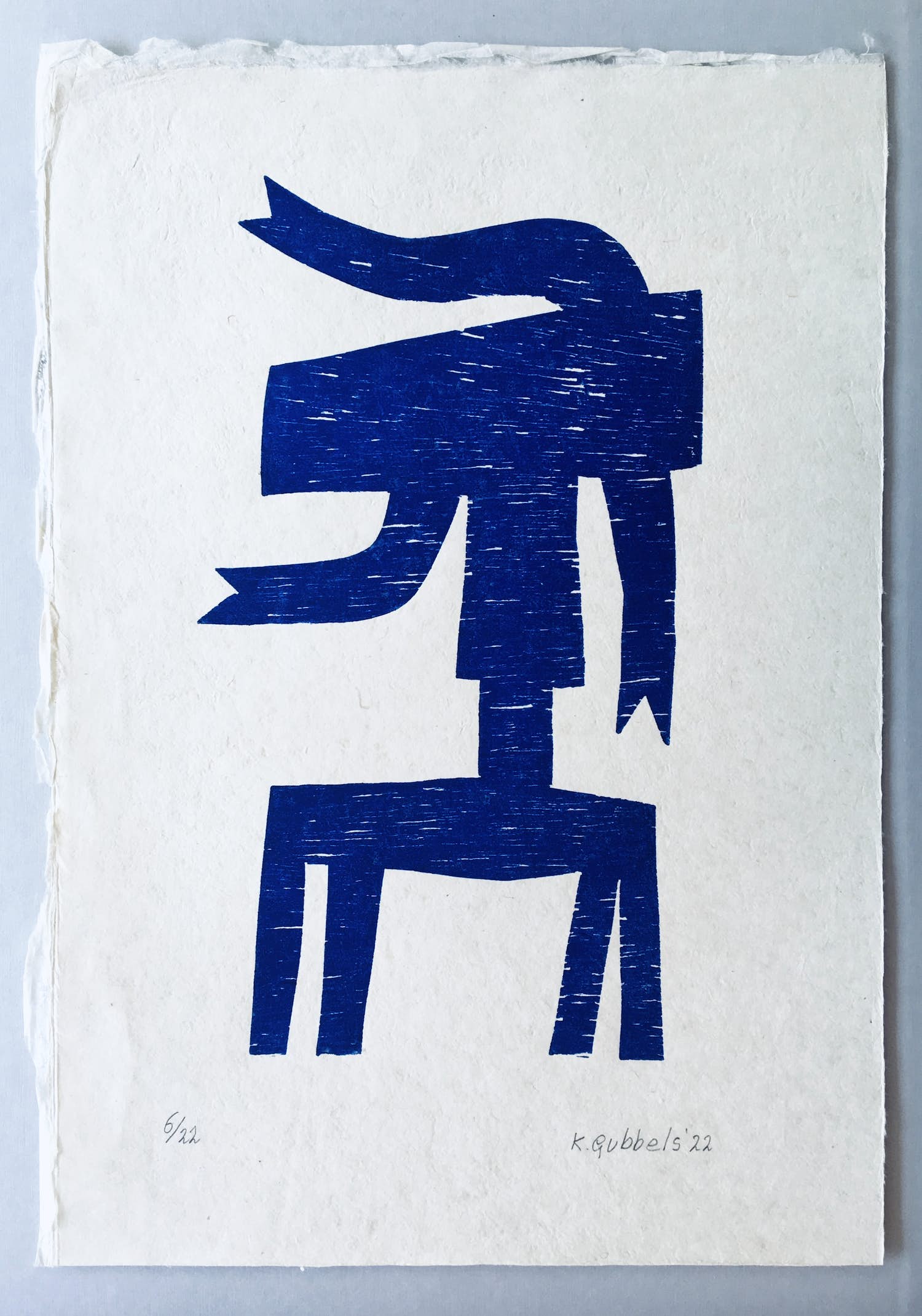 Klaas Gubbels - houtdruk 'Zijwaarts ’ - 2022 kopen? Bied vanaf 385!