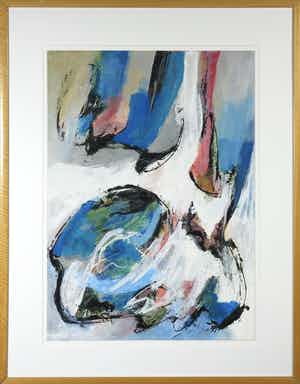 Theo Reusing - Acryl op karton, Tegenbeeld - Ingelijst verkocht voor € 50!
