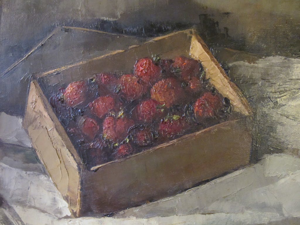 Pierre Hendrix -  P.Hendrix, leuk stilleven met margrieten en aardbeien. olie/doek. kopen? Bied vanaf 1!