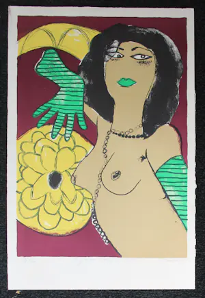 Corneille - Kleuren litho: Un femme aux gants verts - 1978 kaufen? Bieten Sie von 395!