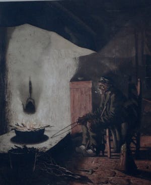 Tjeerd Bottema - Ingelijste ets: "Bij den haard" kopen? Bied vanaf 125!