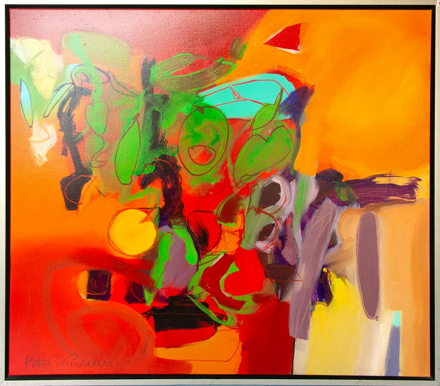 Pieter Vermeulen - Acryl op doek, 't Ligt op tafel - Ingelijst (Groot!) kopen? Bied vanaf 300!