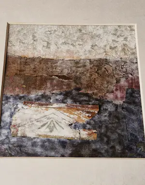 Henri Plaat - Fraaie gelaagde gemengde techniek Collage - zonder titel - netjes ingelijst kopen? Bied vanaf 70!