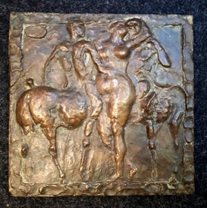 Herman Diederik Janzen - Bronzen plaquette- centauren met vrouw kopen? Bied vanaf 150!