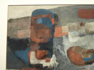Kor Heemsbergen - Ingelijste gouache, Abstracte voorstelling – ca. 1970 kopen? Bied vanaf 80!